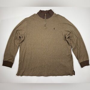 Polo Golf Ralph Lauren 1/4 Zip Sweater Mens 2XL Alpaca Cotton Blend Herringbone